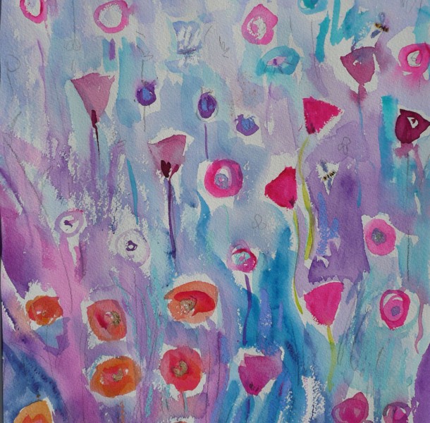 Two Bees & Butterfly, 34 x 27cm