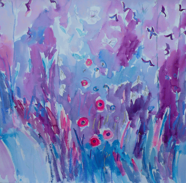 White Butterflies, 56 x 75cm