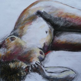 Reclining Nude with Red 59 x 84 cm
